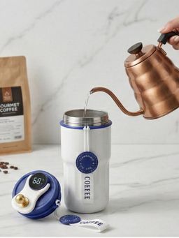 YELONA - Temperature Display Blue Coffee Tumbler