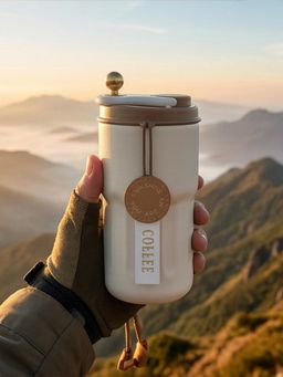 YELONA - Stainless Steel Brown Coffee Tumbler