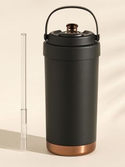 YELONA - Stainless Steel Twilight Black Coffee Tumbler with Glass Straw