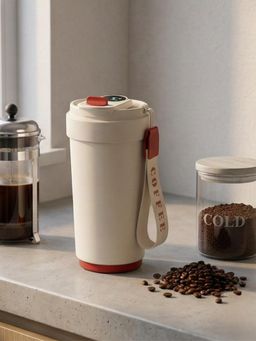 YELONA - Temperature Display Beige Coffee Tumbler