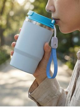 YELONA - Spill-Resistant Stainless Steel Blue Coffee Tumbler