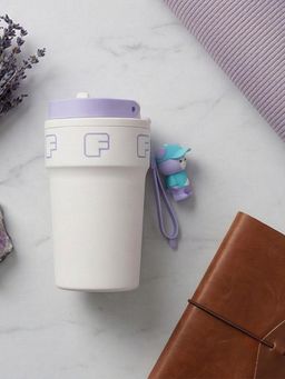 YELONA - Stainless Steel White Coffee Tumbler with Charm