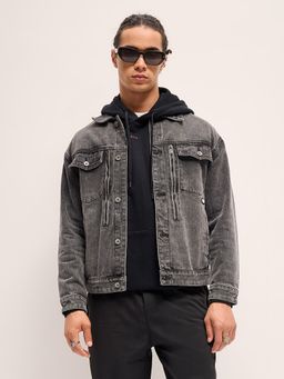 The Bear House - Grey Classic Denim Jacket with Front Pocket