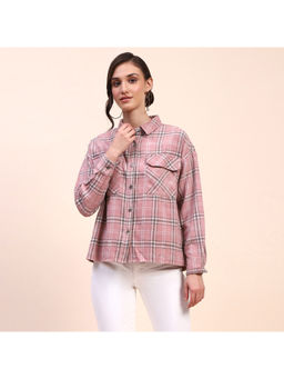 CAMLA - Barcelona Checkered Dusty Pink Flap Patch Cotton Shirt