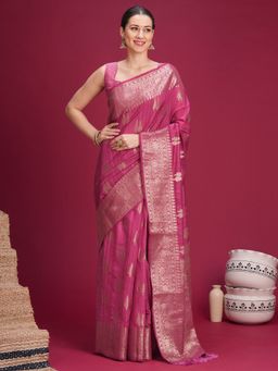 Akhilam - Womens Banarasi Silk Mauve Woven Saree With Unstitched Blouse