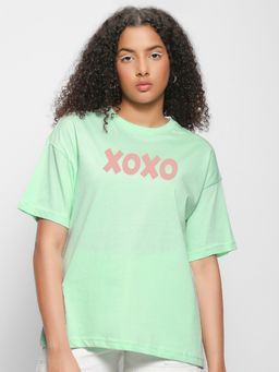 Bewakoof - Womens Green Team LOLA Graphic Printed Oversized T-Shirt