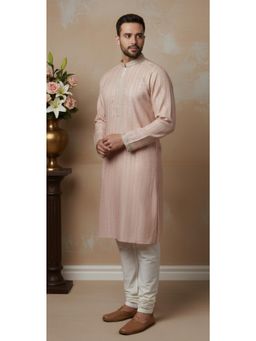 Gahan - Mens Intricate Sequins Designer Silk Pink Kurta