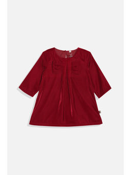 Allen Solly - Girls Red Solid Regular Fit Casual Dress