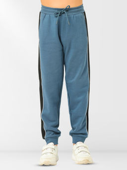 Nuego - Boys Blue Solid Pure Cotton Mid Rise Joggers