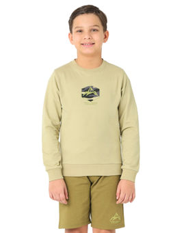 Nuego - Boys Beige Graphic Print Pure Cotton Sweatshirt & Shorts