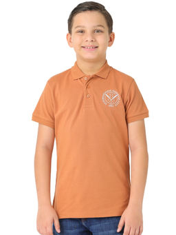 Nuego - Boys Brown Bio Finish Solid Cotton Polo T-shirt