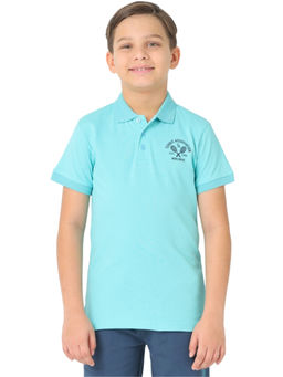 Nuego - Boys Blue Bio Finish Solid Cotton Polo T-shirt