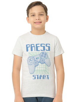 Nuego - Boys White Printed Bio Finish Cotton T-shirt