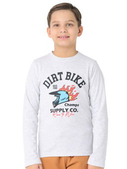 Nuego - Boys White Printed Bio Finish Cotton T-shirt