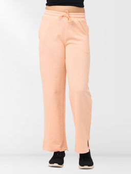 Nuego - Girls Peach Solid Cotton Blend Mid Rise Joggers