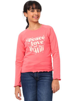 Nuego - Girls Typography Pink Bio Finish Cotton T-shirt