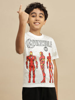 Kidsville - White Official Iron Man Printed Regular Fit T-shirt