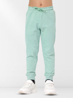 Nuego - Boys Green Solid Pure Cotton Mid Rise Cargo Joggers