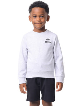 Nuego - Boys White Solid Pure Cotton Sweatshirt & Shorts