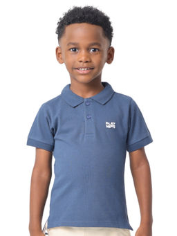Nuego - Kids Blue Boys Bio Finish Solid Cotton Polo T-shirt