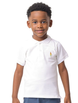 Nuego - Kids White Boys Bio Finish Solid Cotton Polo T-shirt