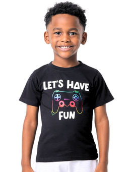 Nuego - Boys Black Printed Bio Finish Cotton T-shirt