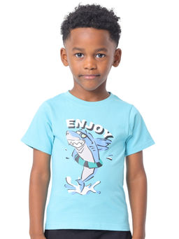 Nuego - Boys Blue Cartoon Printed Bio Finish Cotton T-shirt