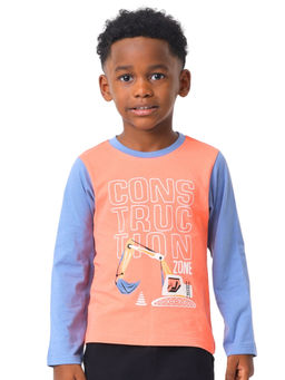 Nuego - Boys Orange Printed Bio Finish Cotton T-shirt