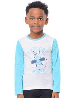 Nuego - Boys White Printed Bio Finish Cotton T-shirt