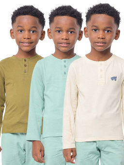 Nuego - Boys Multi-Color Solid Cotton T-shirts (Pack of 3)