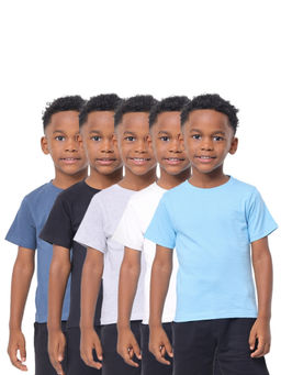 Nuego - Boys Multi-Color Solid Bio Finish Cotton T-shirts (Pack of 5)