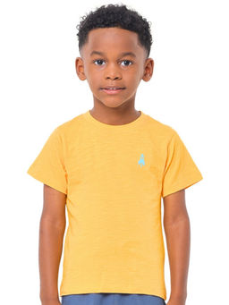 Nuego - Boys Yellow Solid Bio Finish Cotton T-shirt