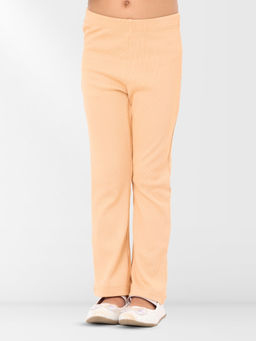 Nuego - Girls Peach Solid Cotton Blend Leggings