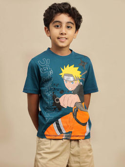 Kidsville - Teal Official Naruto Printed Regular Fit T-shirt