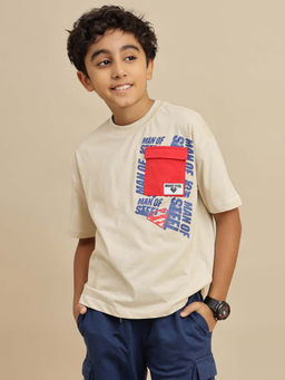 Kidsville - Beige Official Superman Printed Regular Fit T-shirt