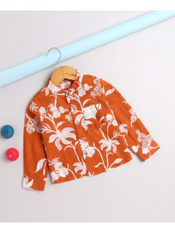The Magic Wand - Rust Cotton Floral Printed Shirt