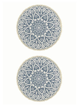 Saral Home - Grey Cotton Pack of 2 Round Table Mats-38 x 38 Cm