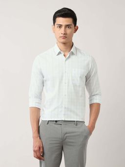 Arrow - Grid Tattersall Checked Manhattan Slim Fit Shirt - Blue