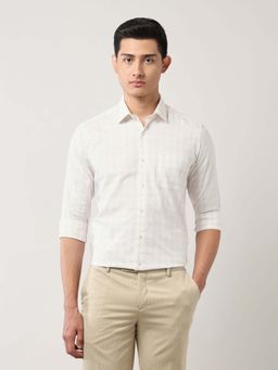 Arrow - Grid Tattersall Checked Manhattan Slim Fit Shirt - Orange