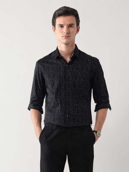 Arrow - Printed Manhattan Slim Fit Shirt - Black