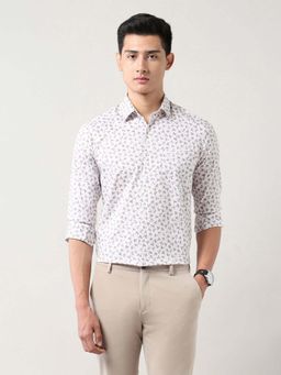 Arrow - Printed Manhattan Slim Fit Shirt - Brown