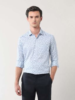 Arrow - Printed Manhattan Slim Fit Shirt - Blue