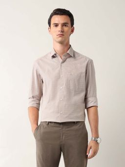 Arrow - Micro Checked Dobby Shirt - Beige
