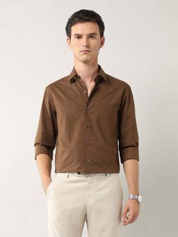 Arrow - Micro Checked Pure Cotton Shirt - Brown