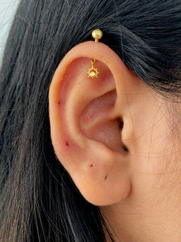 Boldiful - Gold-Plated Cubic Zirconia Studded Sunshine Helix Drop Earrings