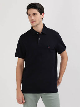 Tommy Hilfiger - Navy Blue Collar Neck Solid Polo T-Shirt