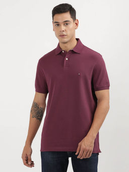 Tommy Hilfiger - Purple Collar Neck Solid Polo T-Shirt