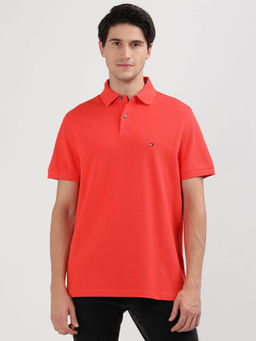 Tommy Hilfiger - Orange Collar Neck Solid Polo T-Shirt
