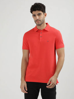 Tommy Hilfiger - Orange Collar Neck Solid Polo T-Shirt