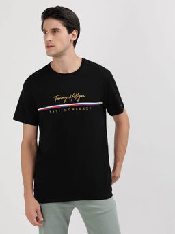 Tommy Hilfiger - Black Crew Neck Embroidered T-Shirt